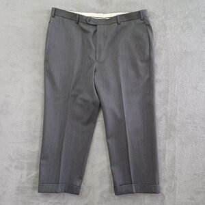 Brooks Brothers Mens Wool Dress Pants Charcoal Gray 42x25 Flat Front Cuffed